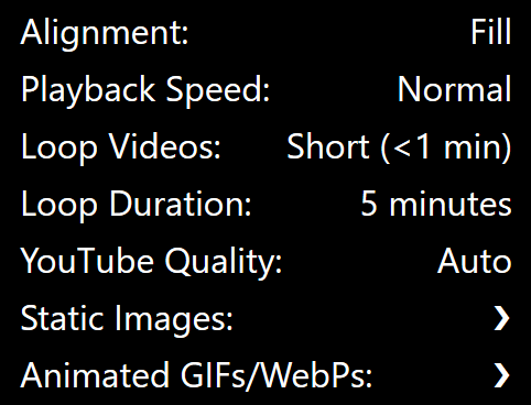 Playlist Settings