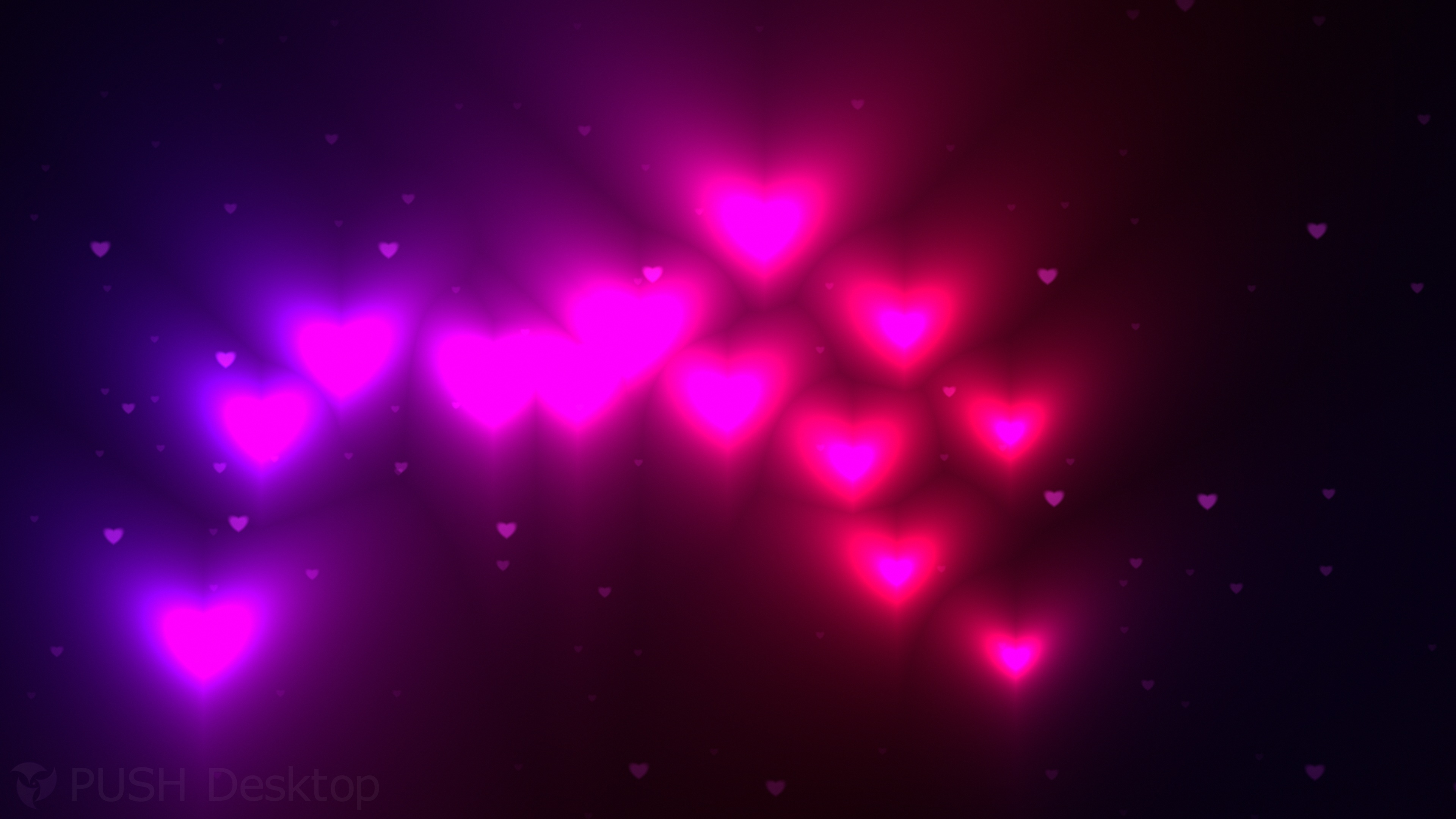 Glowing Pink and Purple Hearts