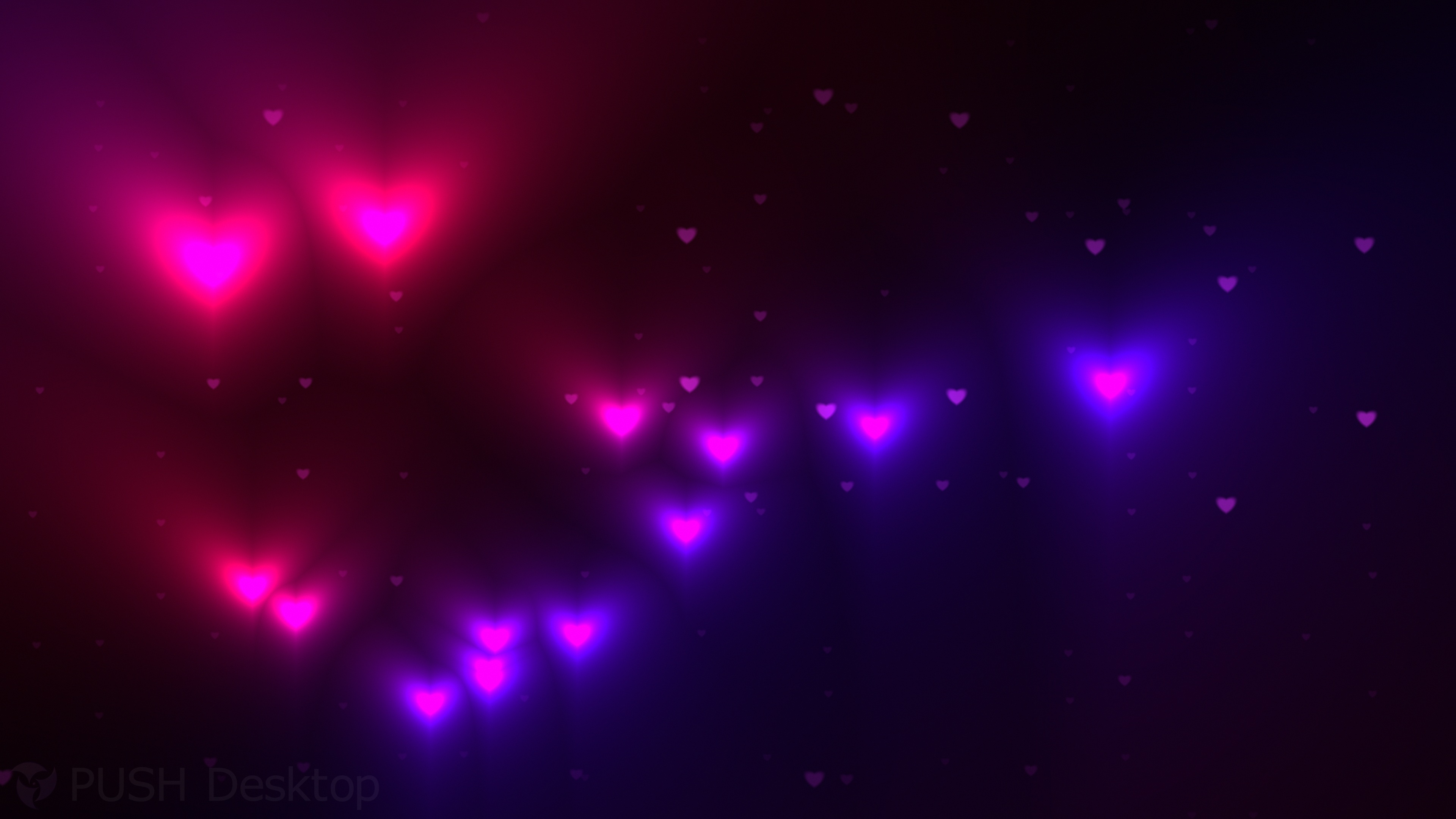 Romantic Neon Hearts Drifting